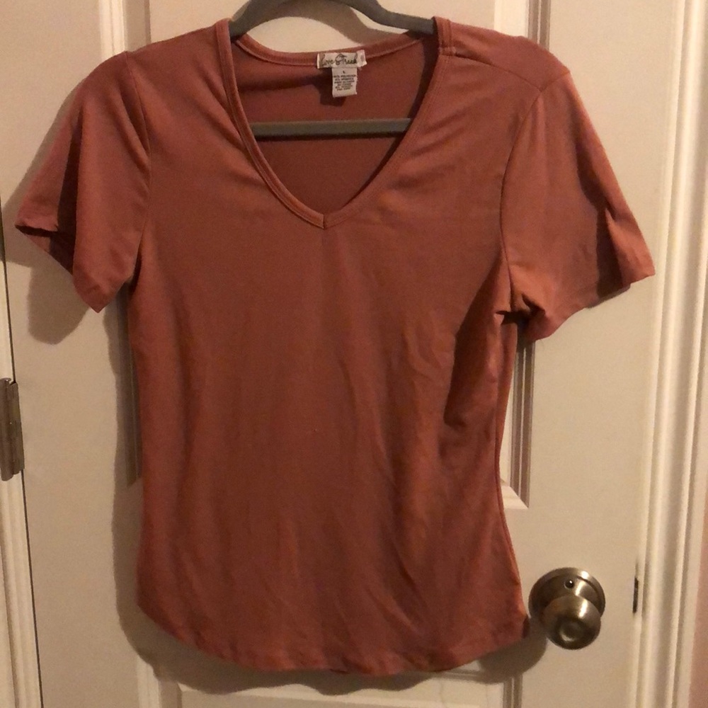 Pink, polyester and spandex blend shirt from Love Streak